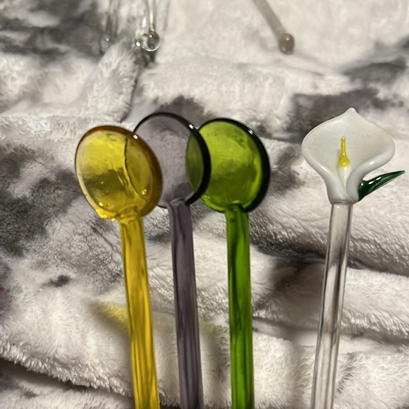 Vintage 4 blown glass drink stirrers - Picture 2 of 4